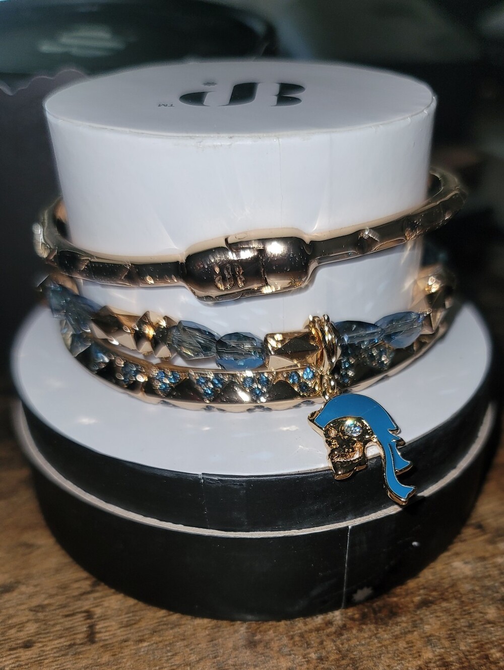 NWT-BP Fabulous Phantom! Halloween Stacks- 3 Gold Plating w/Blue Crystal Accents